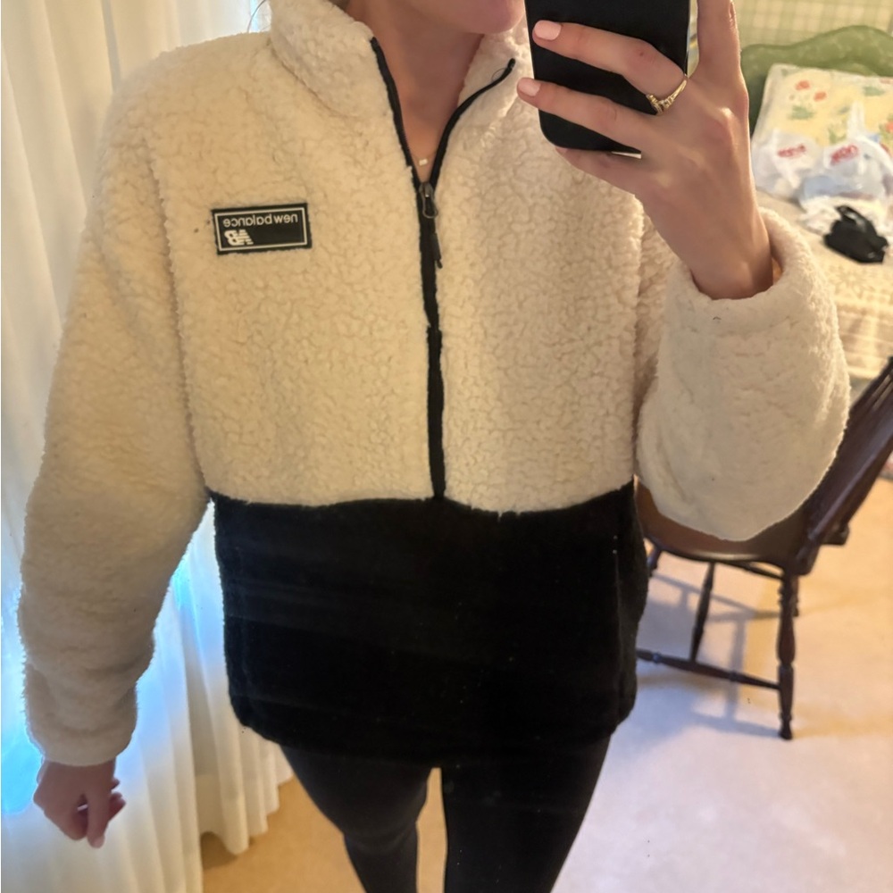 New Balance Women's Black and Cream Fleece Jacket